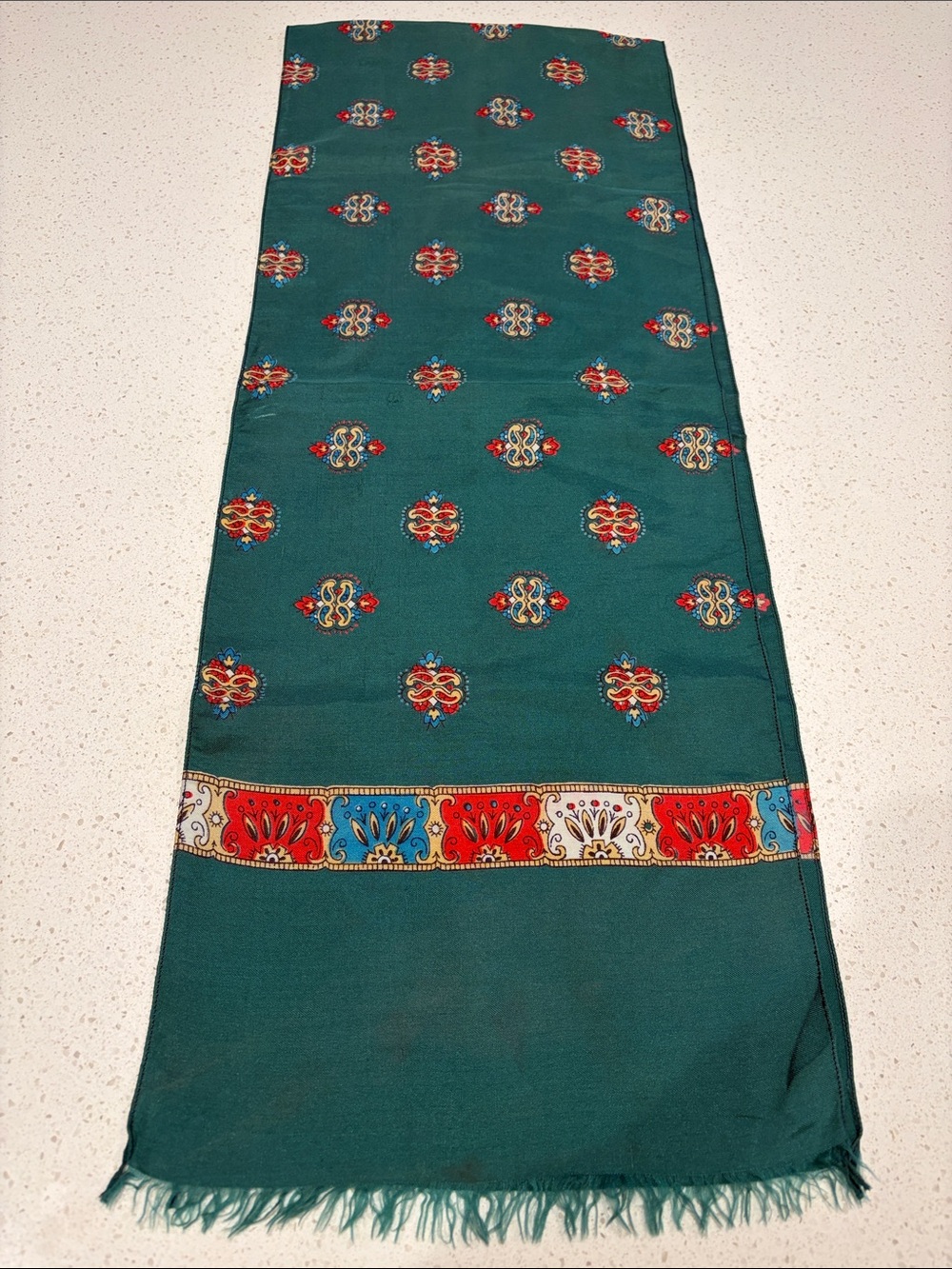 Vintage Green Silk Mens Dress Scarf.